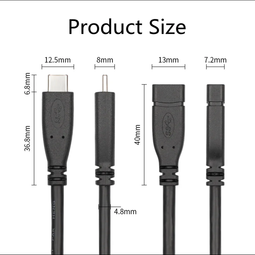 Удлинительный кабель USb 3,1 с разъемом type-C, длина 0,5 м, разъем для подключения к разъему Macbook