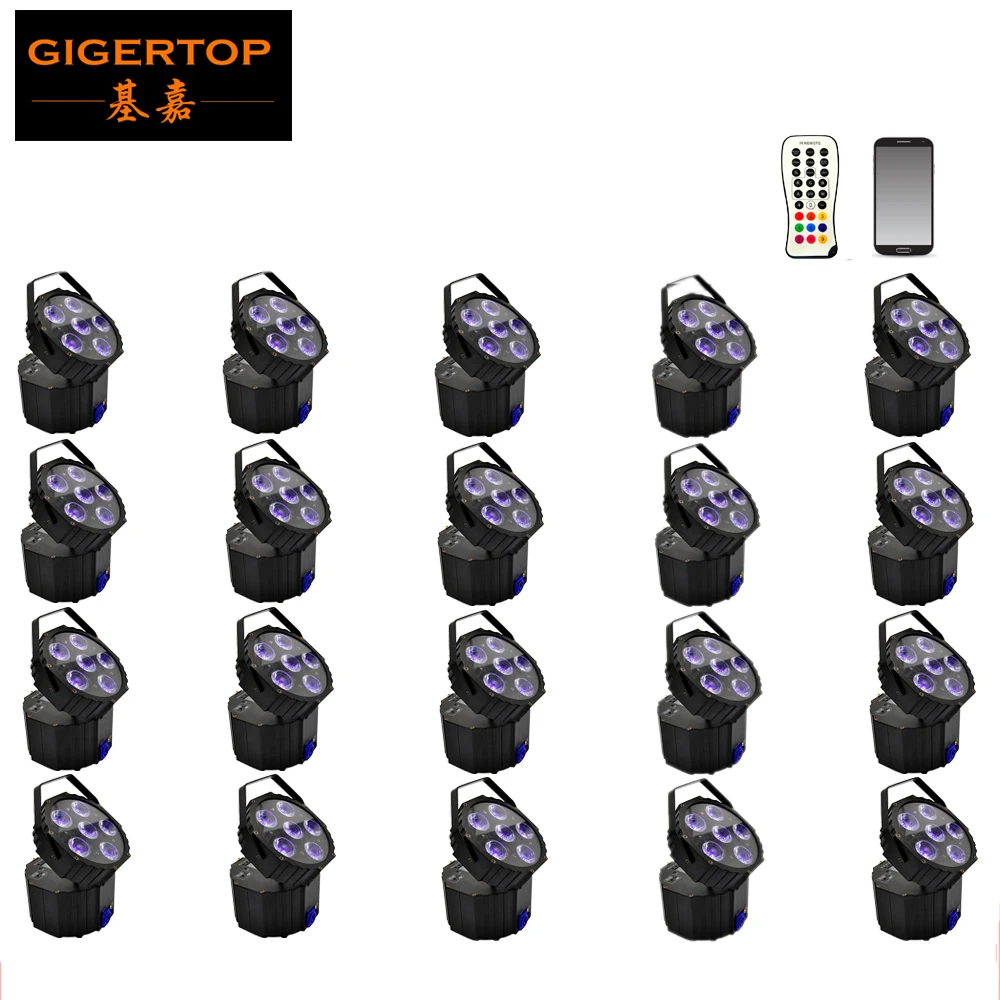 

Freeshipping 20 Unit Stage Light Smart Phone Wireless Batery Operated 6*18W Uplighting Light RGBWA UV 6IN1 13000MAH Li-Battery