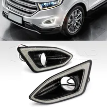 Высокое качество светодиодные дневные Бег света для Ford Edge 2015-2016 12 В DRL Туман крышку лампы поворотов желтый d25
