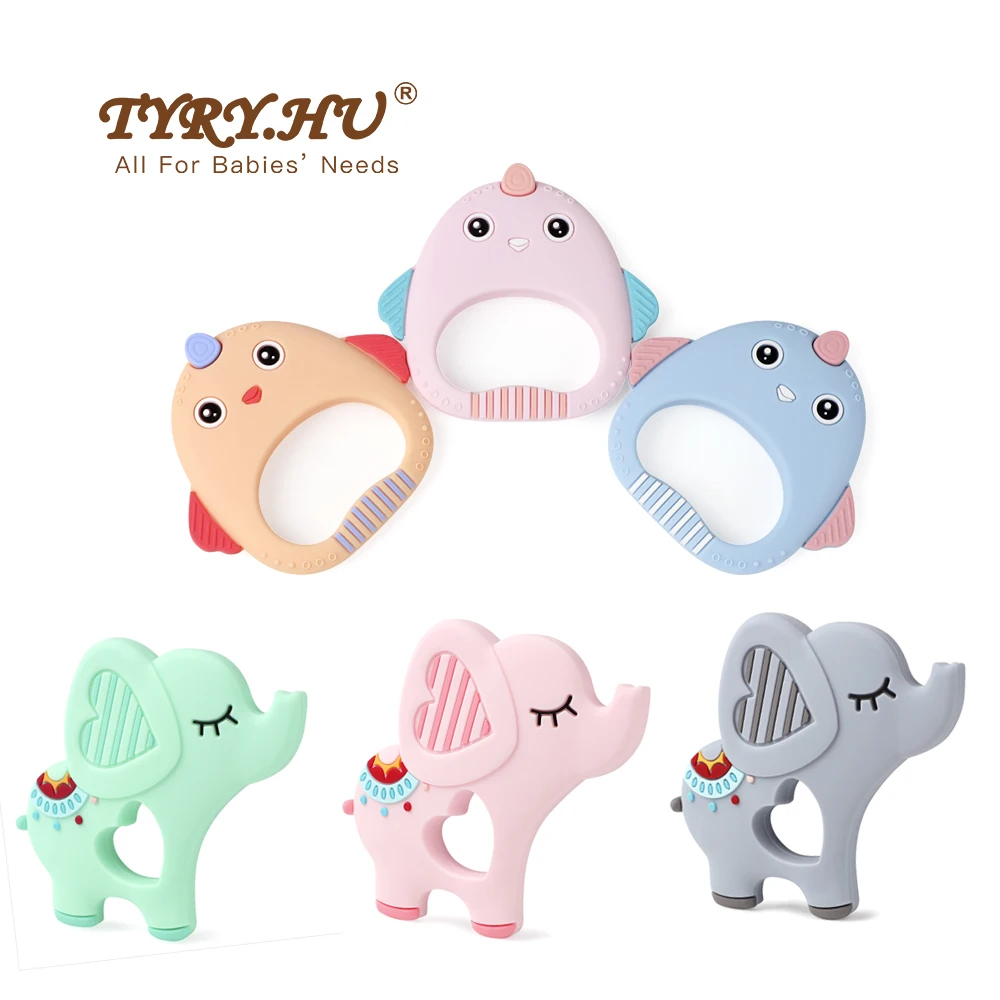 

1pcs Cartoon Baby Silicone Teething Teethers Toy Elephant Chick Teether Beads Food Grade Silicone Teether Pacifier