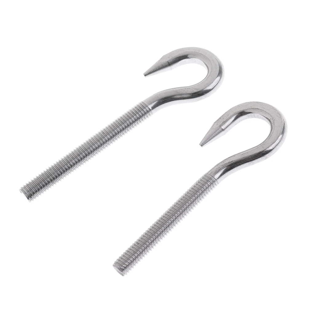 Set of 4 NUZAMAS 304 Stainless Steel M10x60mm Shoulder Screw-in Bolts Closed Hook Heavy Duty Screw in Hooks Set of 4 NUZAMAS 304 Stainless Steel M10x60mm Shoulder Screw-in Bolts Closed Hook Heavy Duty Screw in Hooks