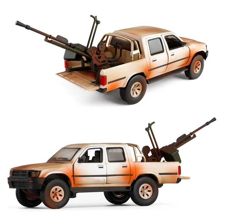 

JK 1/32 Scale Car Model Toys TOYOTA Hilux With Weapon Pickup Sound&Light Diecast Metal Car Model Toy For Collection,Gift,Kids