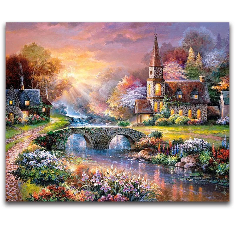 

5D Square Diamond Pattern mountain villa Diamond Embroidery Diy Needlework Diamond Painting Cross Stitch Full Rhinestones