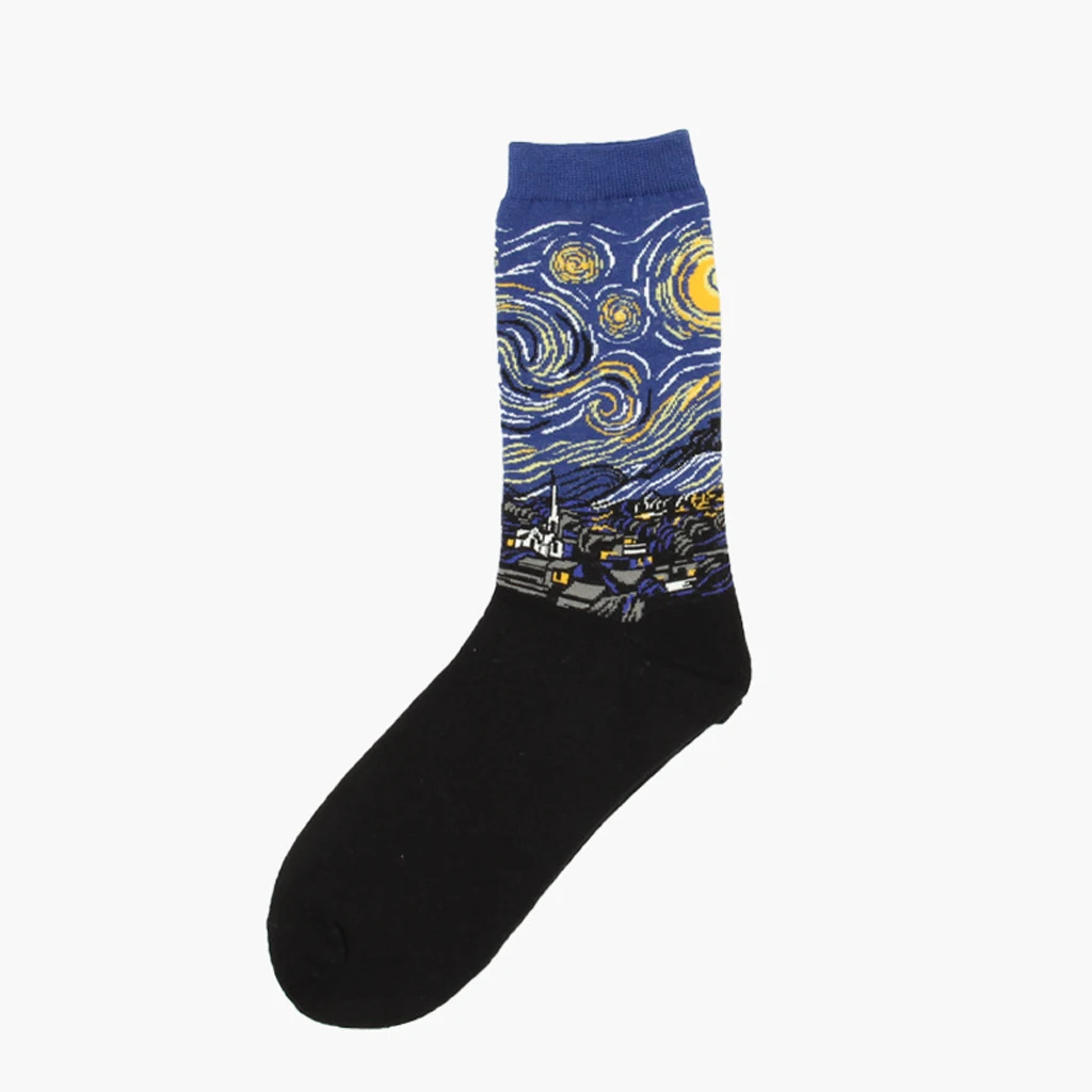 

MagiDeal 2 Pairs Men's Novelty Funny Socks Cotton Crew Painting Casual Socks