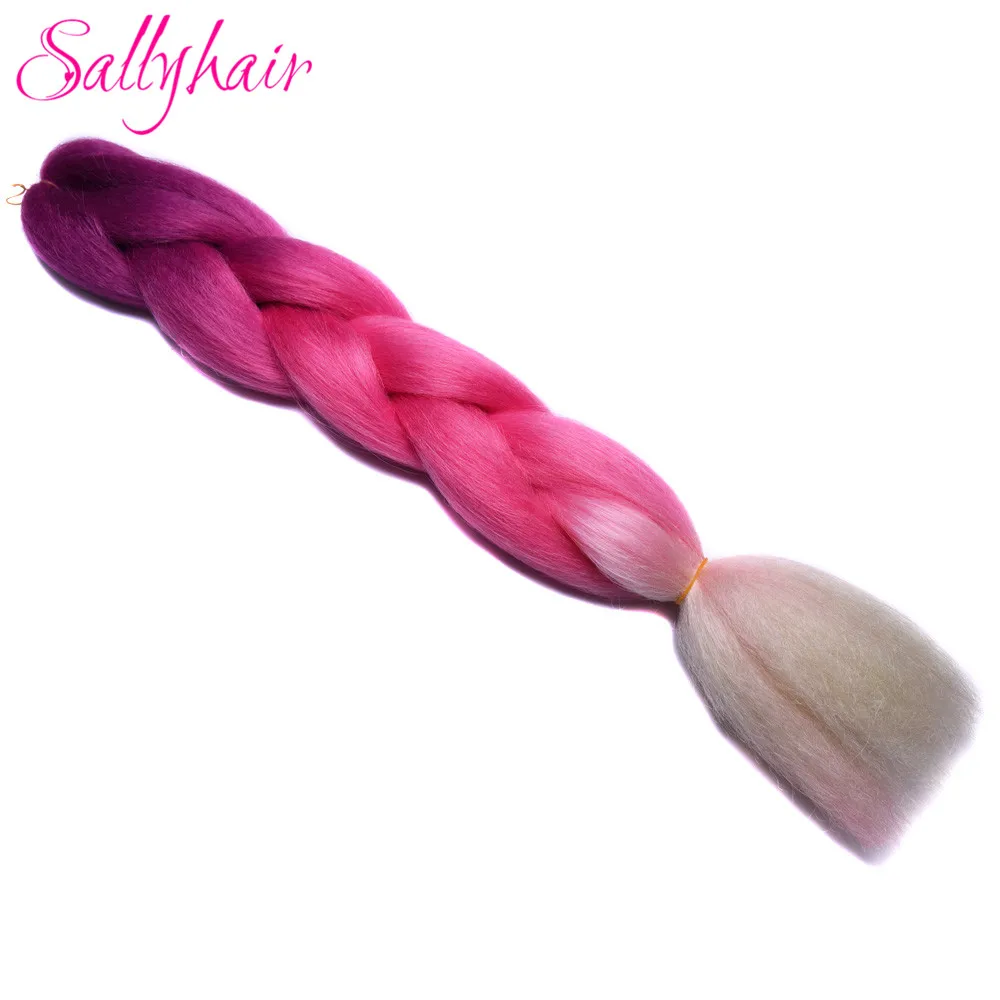 Jumbo косы ombre плетение волос 2 3 тон чёрный; коричневый розовый цвет sallyhair 24 дюйма высокой Температура Волокно Синтетические волосы расширение - Цвет: P4/613