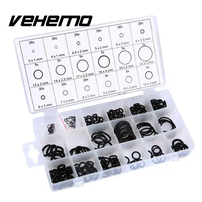 

225Pcs 18 Sizes Car Vehicle Rubber O-Ring Washer Seals Gasket Assortment Set