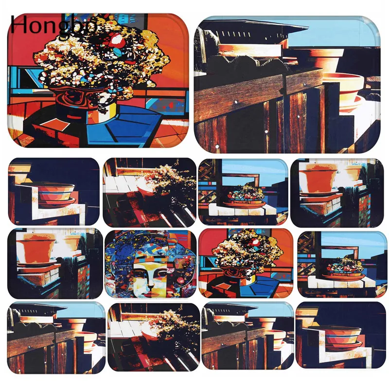 

Hongbo 40*60cm Door Mats Painting Pattern Anti-Slip Suede Carpet Doormats Outdoor Kitchen Bathroom Living Room Floor Mat Rug