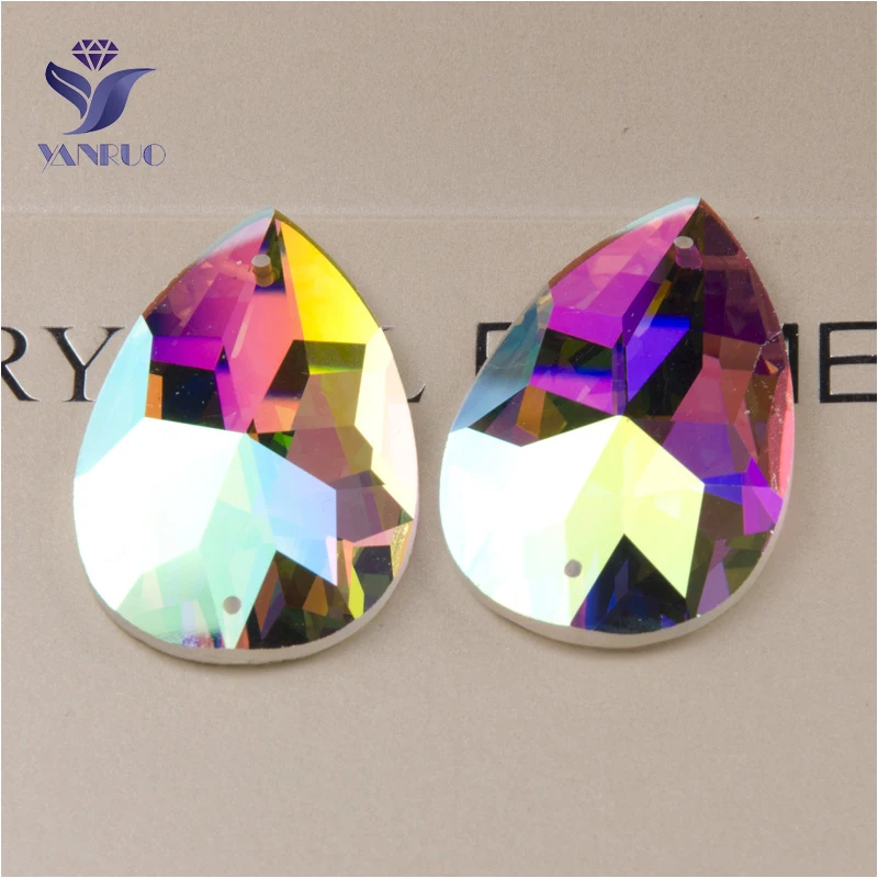 

YANRUO 2154TH All Sizes Teardrop Sewing Crafts DIY Strass Crystal Sew On Stones Flat Back AB Rhinestones For Clothes
