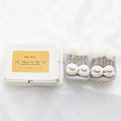 Three Pairs of Batches Autumn and Winter Furring and Thickening Half-sided Furry Heating Socks Sweet Cartoon Coral Socks BFC191 - Цвет: Owl Gray