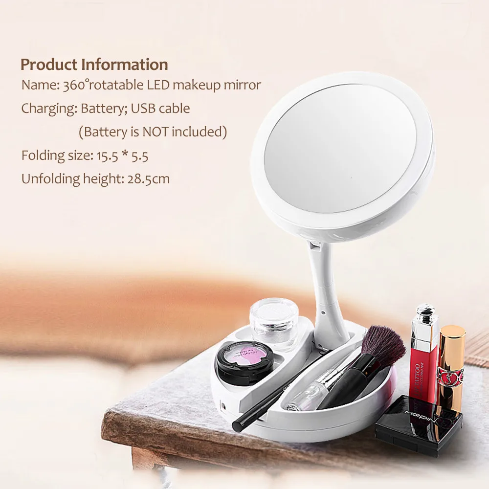 

Portable LED Lighted Makeup Mirror Vanity Compact Women Pocket Mirrors Vanity Cosmetic Hand Mirror 10X Magnifying Glasses 3 Ce