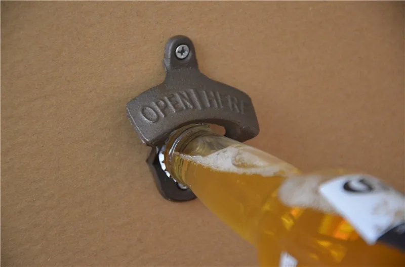 100pcs Wall Mounted Bottle Opener Hanging Hook Beer Bottle Openers