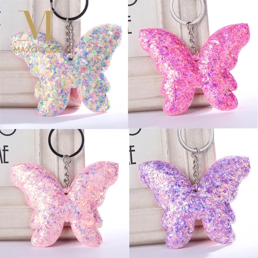 Buy Cute Butterfly Sequin Glitter Keychain Animal