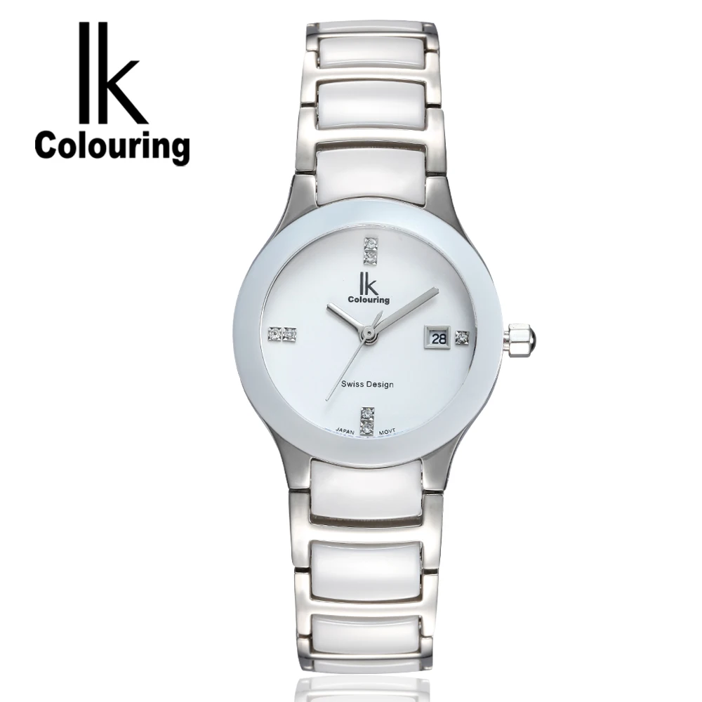 

Luxury IK Coloring Luxury Women's Day Crystal Ceramic Waterproof Wristwatch Orignial Box Free Ship