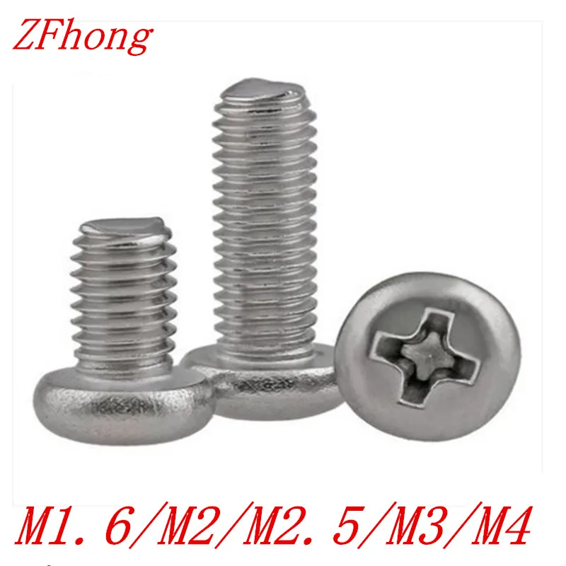 

50PCS M1.6/M2/M2.5/M3/M4 DIN7985 GB818 Stainless Steel Cross Recessed Pan Head Screws Phillips Screws Bolts