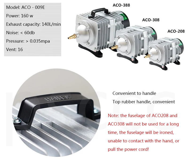 85 Вт 0,035 МПа Hailea ACO-388D ACO388D для аквариума электромагнитный воздушный компрессор насос 90Л/мин воздушный насос для CO2 лазерной гравировки