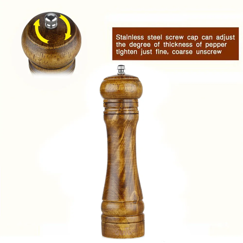 8.7-inch High Quality Natural Wood Cooking Tools,pepper mill,pepper grinder,salt and pepper Cooking BBQ Tools Set7