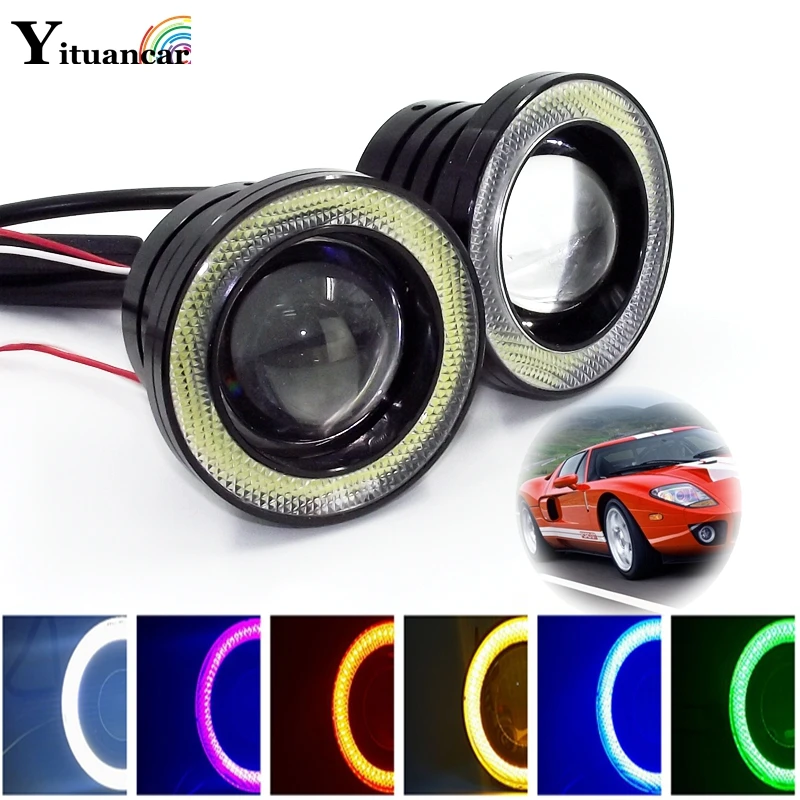 

Yituancar 2X 20W 3 Inch 76mm LED COB Angel Eyes With Fog Light External Waterproof Auto Car DRL Daytime Running Lights With Lens
