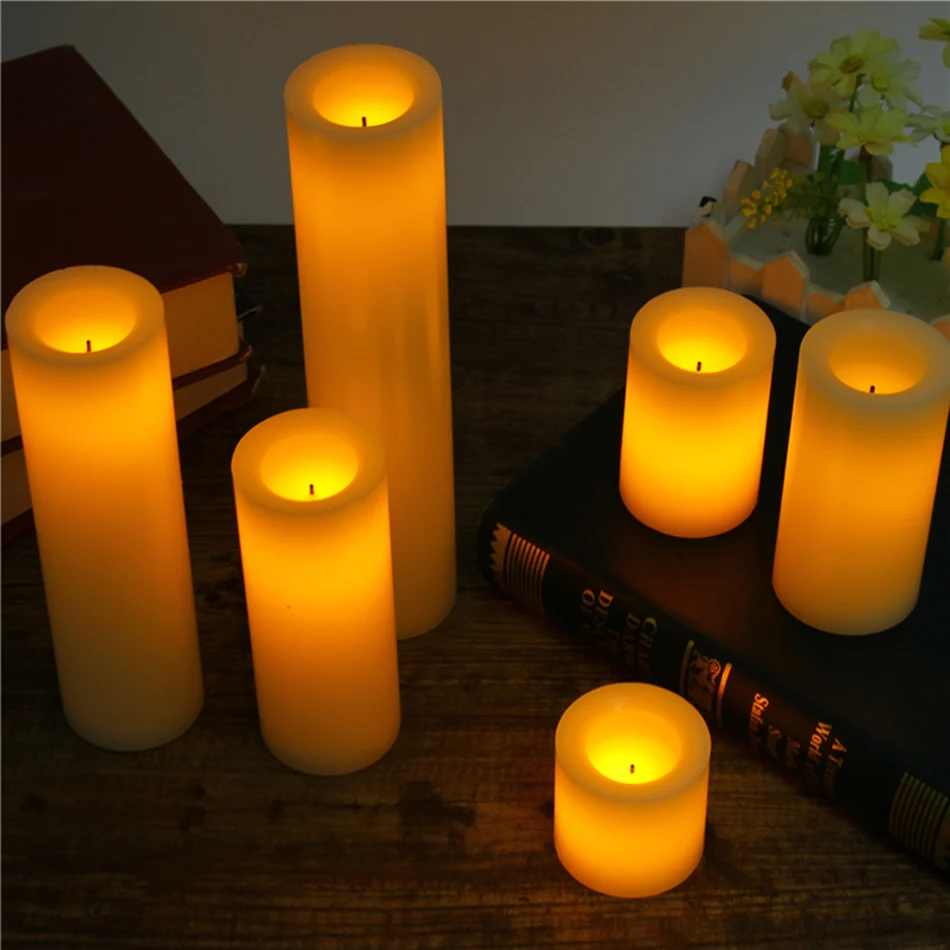 

Flameless Electronic Wedding Candles Decorative,Cylinder led wax candle Light for marriage propose,Valentine's day Decor.
