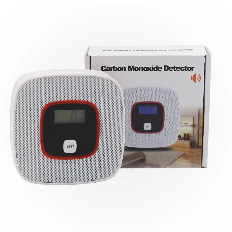 Домашняя безопасность CO Угарный газ, датчик дыма, ЖК-дисплей с высокой чувствительностью Предупреждение льный детектор, черный, белый цвет, 1 шт