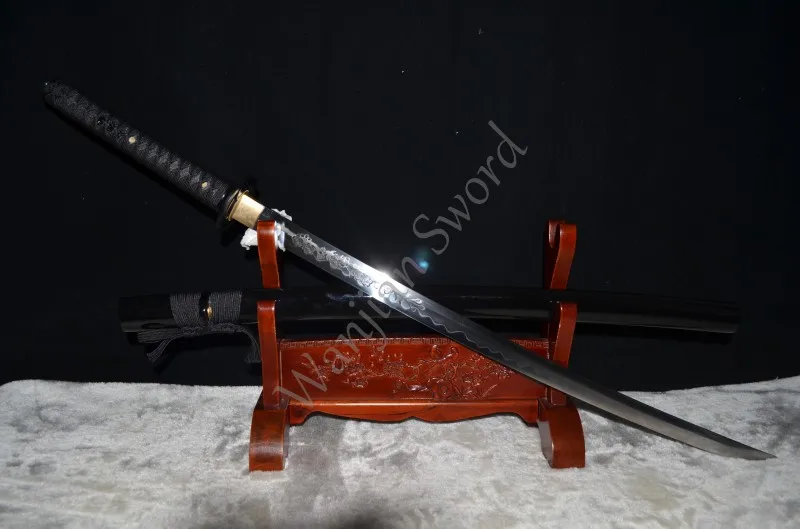 

Clay Tempered Japanese Samurai Sword KATANA 1095 Steel Full Tang Blade Sharp Can Cut Bamboos - Dragon Engraved