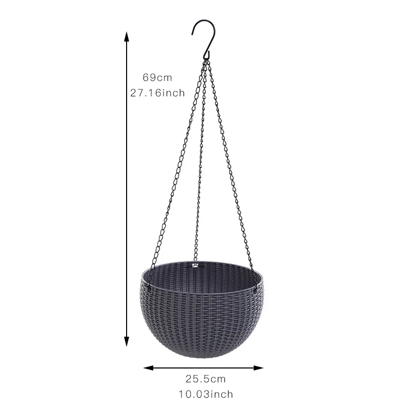 Round Hanging Flowers Basket For Chain Planter Artificial Hanging Pots Plant Garden Decor Indoor Outdoor Balcony Home Planter