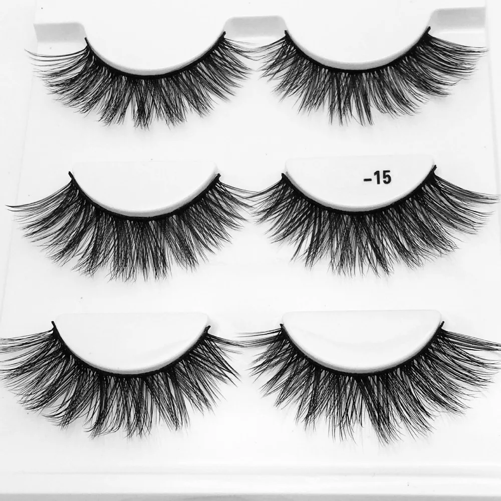 

HBZGTLAD 3Pairs Mixed Mink Hair False Eyelashes Thick Cross Long Lashes Wispy Multilayer Fluffy Makeup Tools
