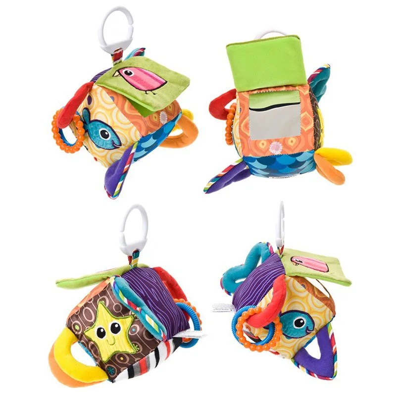 

Early Educational Mobile Newborn Baby Toy Bird Square Plush Block Clotch Plush Cube Rattles Gift 0-12 Months