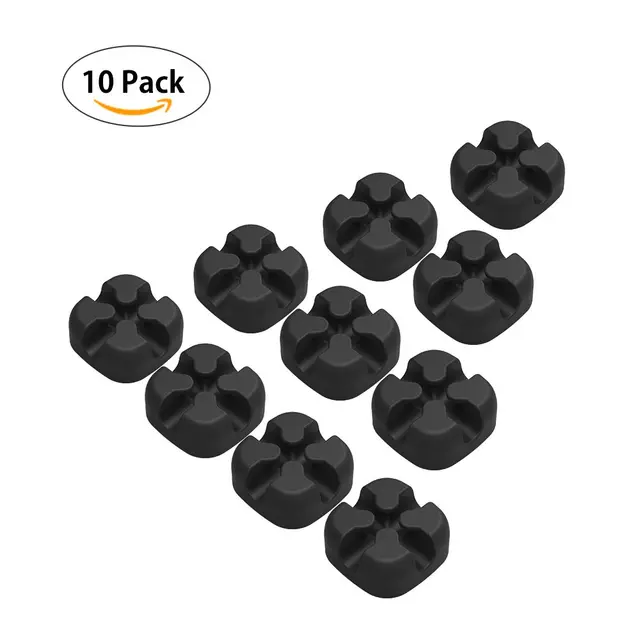 NTONPOWER 10PCS Cable Management Organizer Soft Silicone Cable Winder Colorful Desktop Wire Organizer Cord Protector Holder Clip Black