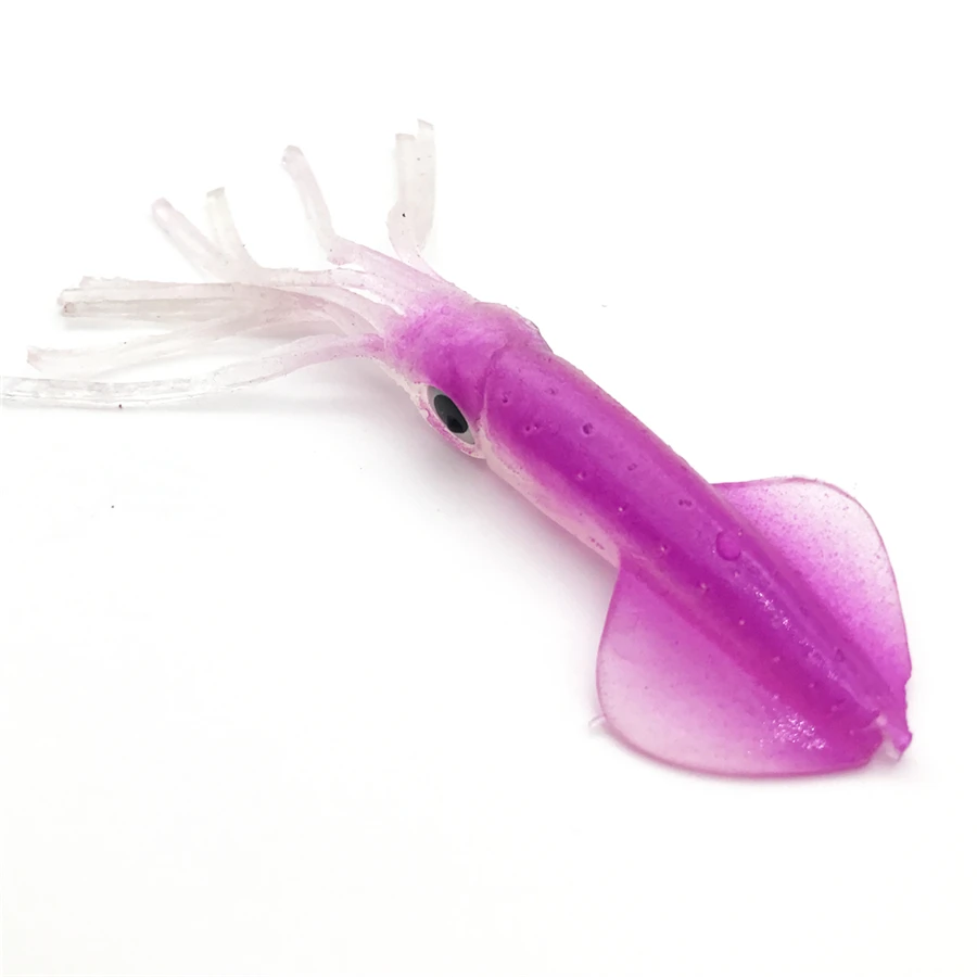 

5pcs/set 10cm/4" pink luminous soft squid jigs pesca trolling fishing parts