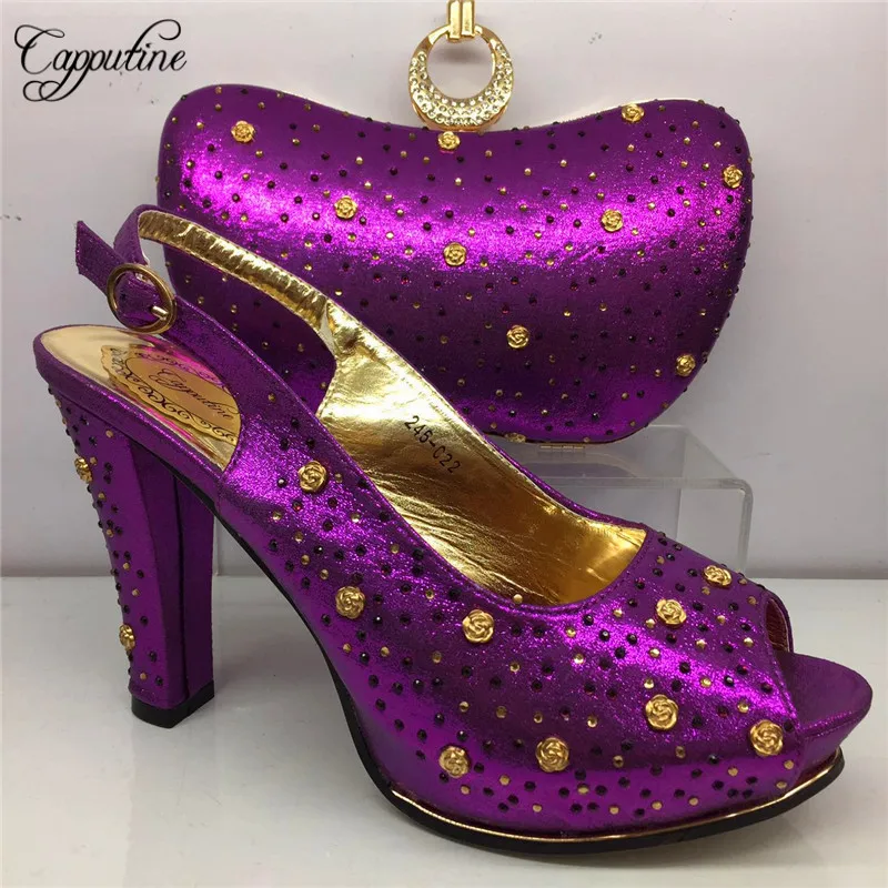 Capputine летняя модная обувь, расшитая стразами и сумочка в комплекте итальянский стиль туфли-лодочки женская обувь и сумка в комплекте вечерние 6 Цвета BL995C