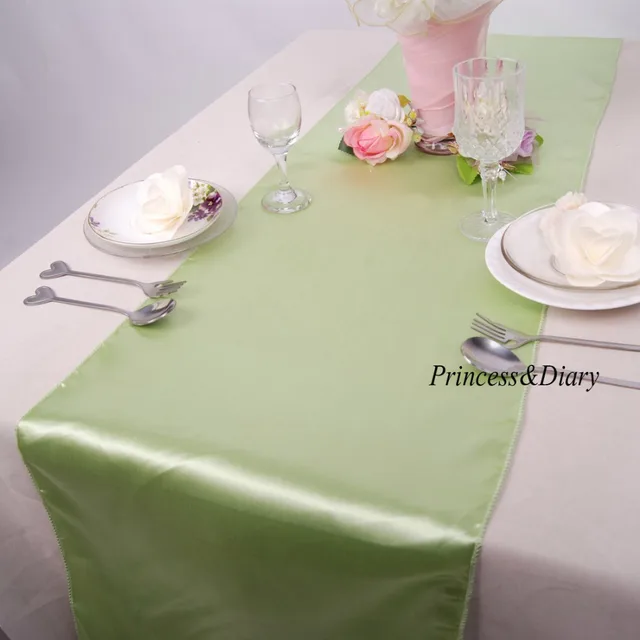 5 Pieces Le Green Color Satin Table Runner 12inch X 108inch 30cm 5 Pieces Le Green Color Satin Table Runner 12inch X 108inch 30cm 275cm