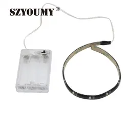 Szyoumy SMD3528 Новое поступление 12 светодиодов Водонепроницаемый черный pcb гибкая Батарея работает Клейкие ленты свет авто Декор лампы 100 шт