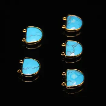 

5pcs Blue Howlite Faceted Slab Beads Golden Plated Connectors Healing Necklace,Turquoises Slice Nugget Pendants Jewelry Supplies