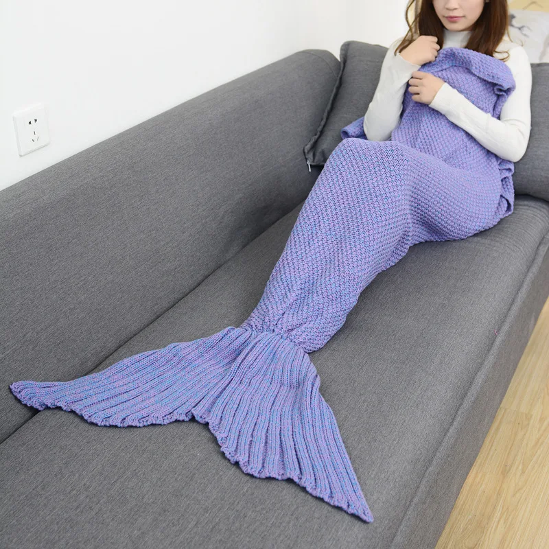 CAMMITEVER 19 Colors Super Soft All Season Crochet Mermaid Tail Blanket - Knitted Sleeping Blankets for Kids and Adults image 3