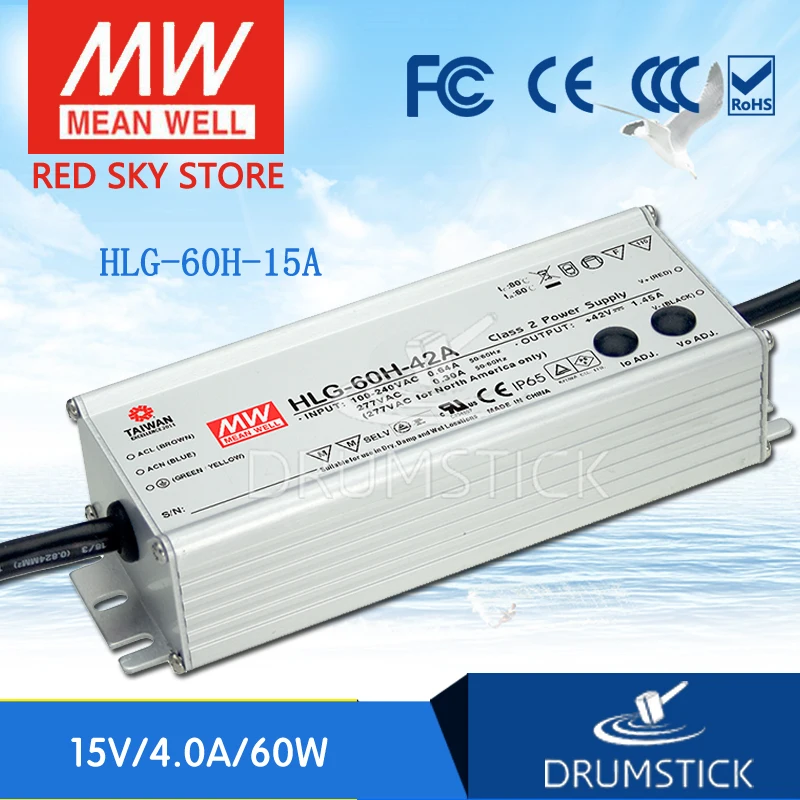 

MEAN WELL HLG-60H-15A 15V 4A meanwell HLG-60H 15V 60W Single Output LED Driver Power Supply A type