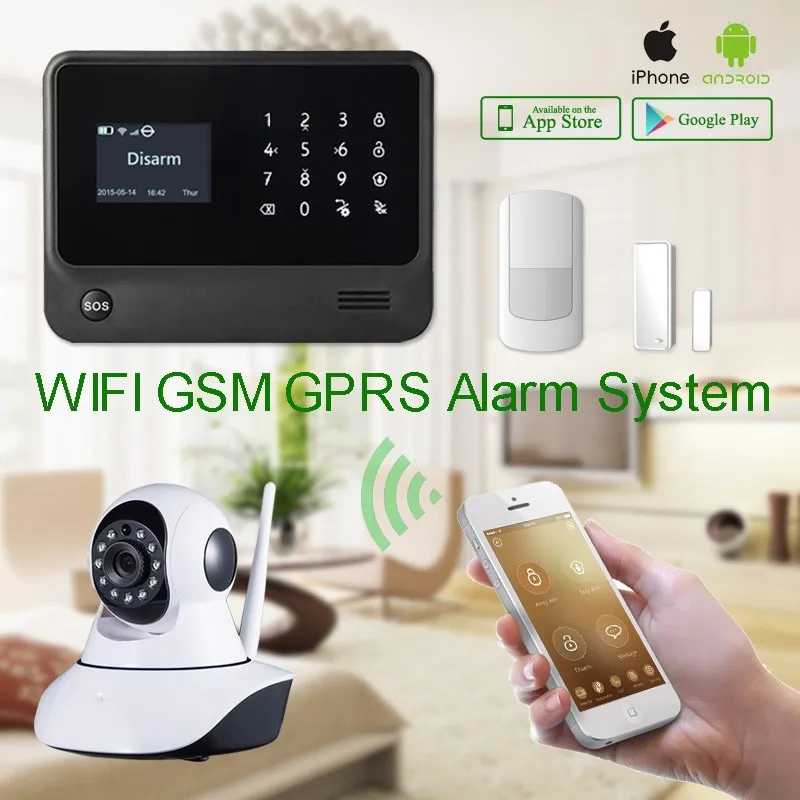 Wifi gsm gprs дом сигнализации Secuirty система с Wi-Fi ip-камера английский, французский, русский, испанский, голландский Бесплатная доставка