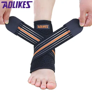 Aolikes 1Pcs Sport Ademend Enkelbrace Protector Verstelbare Enkel Ondersteuning Pad Bescherming Elastic Brace Guard Ondersteuning Voetbal