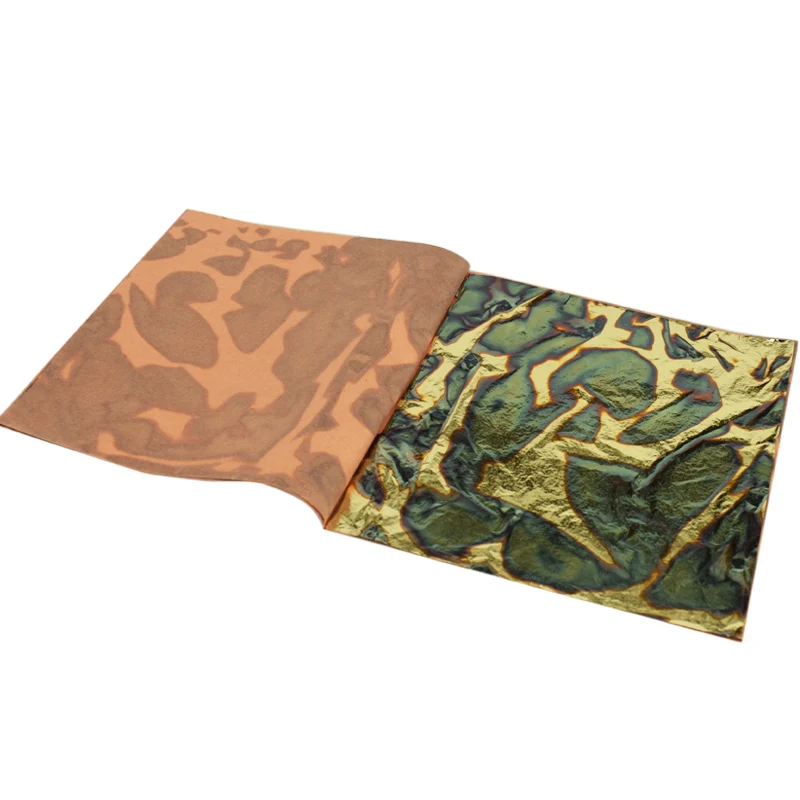 Зеленый пестрый имитация лист из золотой фольги-красочная позолота золотой фольги лист-25 листов в буклете Размер 14x14 см