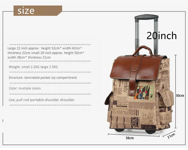 Модный Оксфордский мужской рюкзак на колесиках, сумка для путешествий, чемоданы, 2 колеса, тележка, деловая сумка для переноски, женские школьные сумки, багаж, багажник