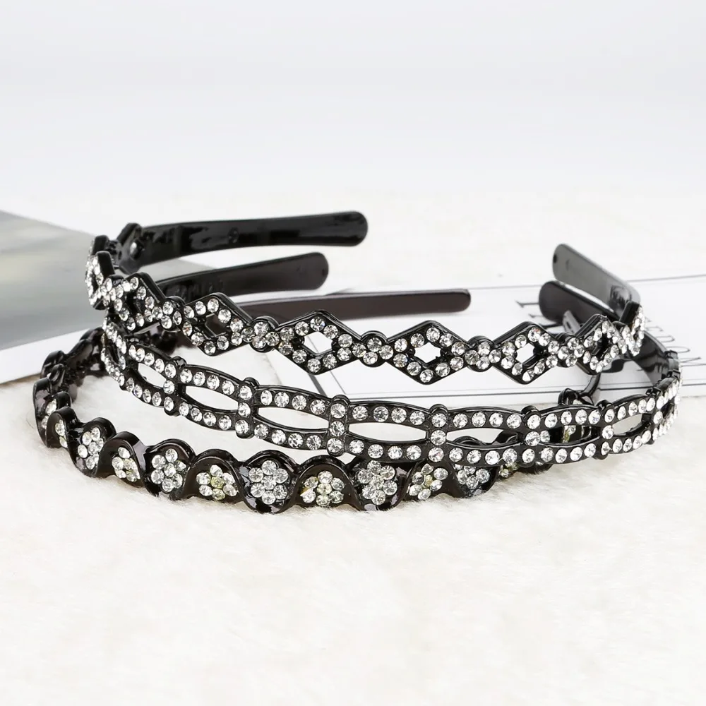 

1 pc/bag White diamond Plastic headband with glass drill rectangular shape Height 12mm Lady Rhinestone Headband Hair Accessories