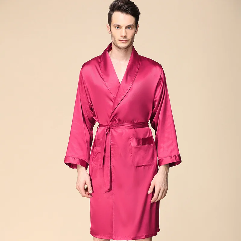 Мужской шелковый халат, весенний тонкий халат с длинным рукавом, кимоно, мужские банные халаты, мужские 9005
