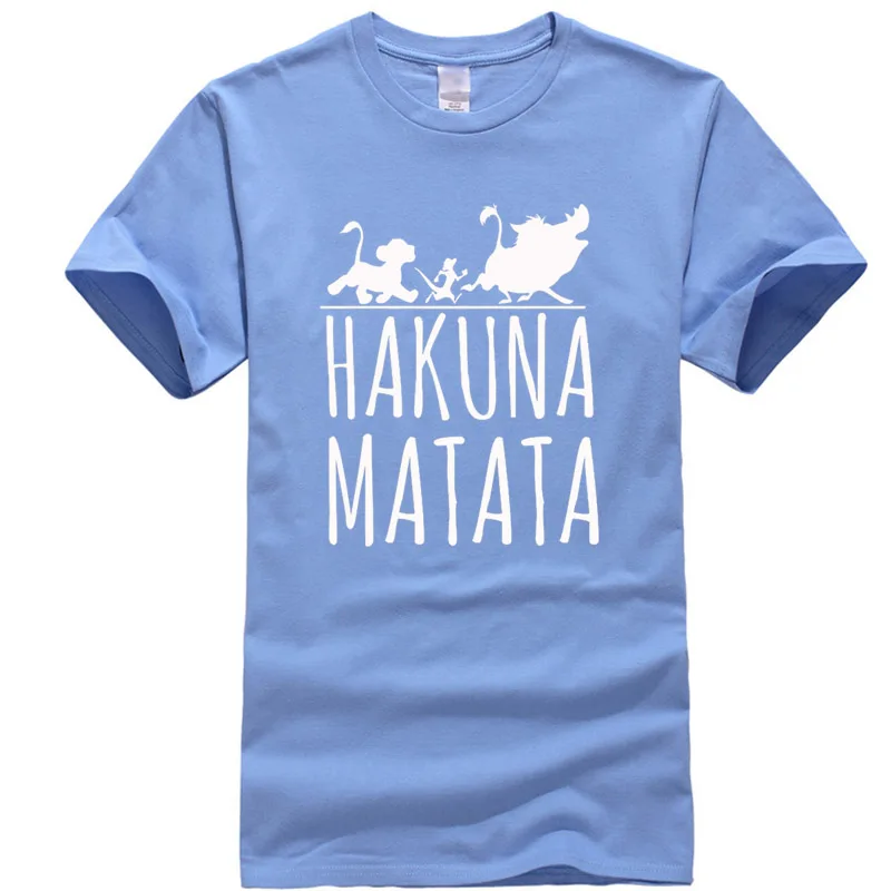 Мужская Повседневная футболка высокого качества из хлопка с принтом hakuna matata, с коротким рукавом, мужская повседневная Летняя футболка с надписью Big Bang Theory - Цвет: Sky blue