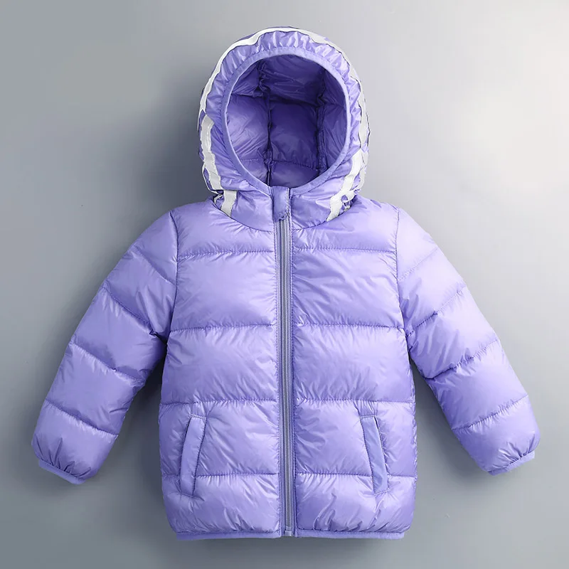 YH-1768 новая зимняя непромокаемая куртка-пуховик высокого качества 90% утиного пуха пальто для девочек Детская светоотражающая полоска теплая верхняя одежда с капюшоном для мальчиков