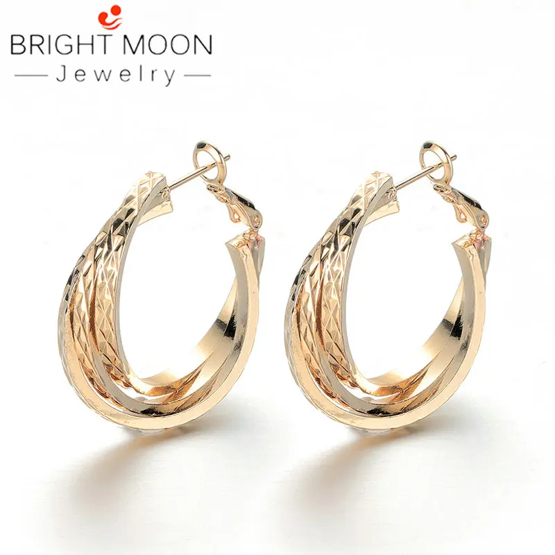 

Bright Moon Hot Sale Multi-layer Hoop Earrings Stainless Steel Circle Rock Hoop Earrings for Women Party Jewelry
