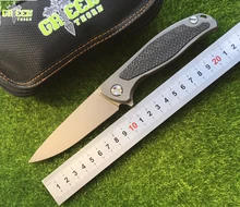 Green thorn F95 Flipper folding knife D2 blade TC4 Titanium Carbon fiber handle outdoor camp hunting pocket fruit knife EDC tool