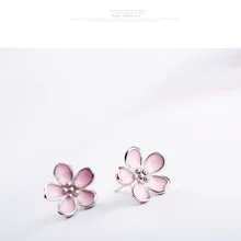 Горячие 925 пробы серебро розовый цветок сливы серьги для Для женщин модные аксессуары стерлингового-серебро-ювелирные изделия Brincos