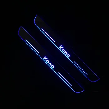 

RQXR led stainless steel overlay acrylic door scuff for Hyundai kona 2018 moving door sill plate lining decorative light,2pcs