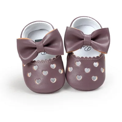 Обувь для маленьких девочек; милые Нескользящие Детские ботиночки для начинающих ходить; нескользящая обувь для новорожденных - Цвет: Deep purple hollow