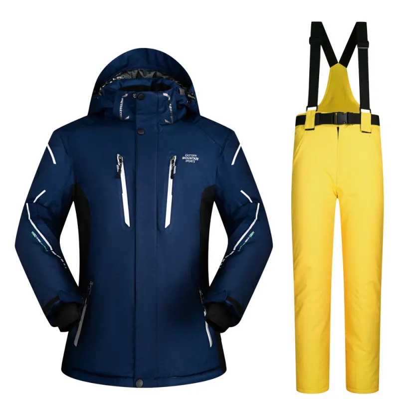 Лыжный костюм мужские бренды комплекты супер теплые водонепроницаемые ветрозащитные зимние штаны мужские зимние лыжные и сноубордические лыжные зимние куртки - Цвет: ZYS1  M   YELLOW