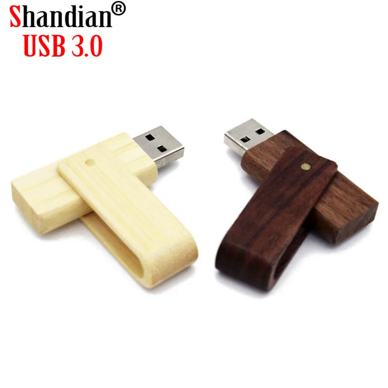 SHANDIAN USB 3,0 лазерная гравировка логотип на заказ Деревянный вращающийся usb флеш-накопитель Флешка 4 ГБ 8 ГБ 16 ГБ 32 ГБ карта памяти подарок